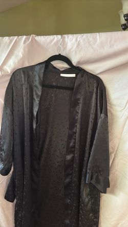 Black Satin Kimono Robe