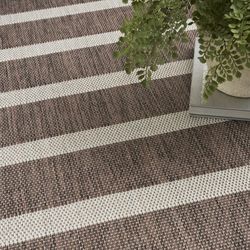 NEW 4x6 Low pile Brown & Cream Striped Area Rug