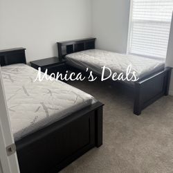 2 Twin Solid Wood Beds With Mattresses $700