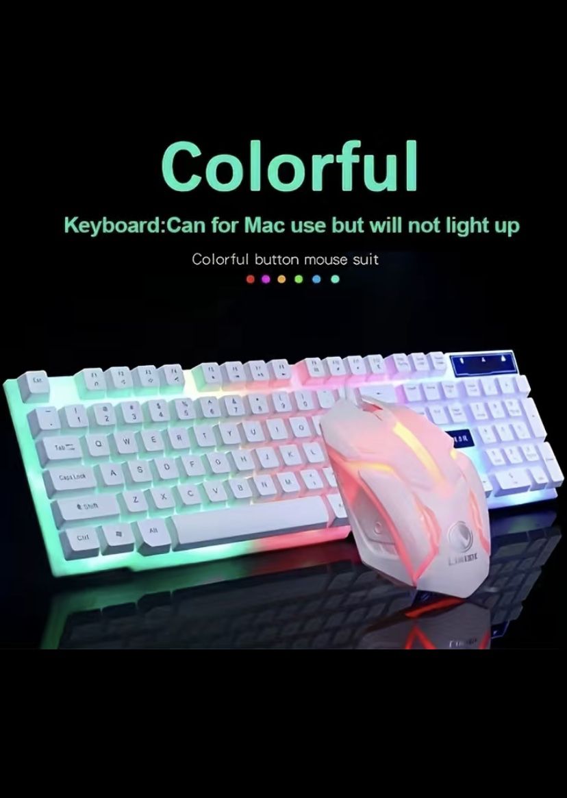 Keyboard And Mouse Set,Wired,Computer Colorful Backlit Keyboard Mouse Installation Set USB,TX30