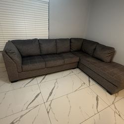 Grey L Shaped Suede Couch