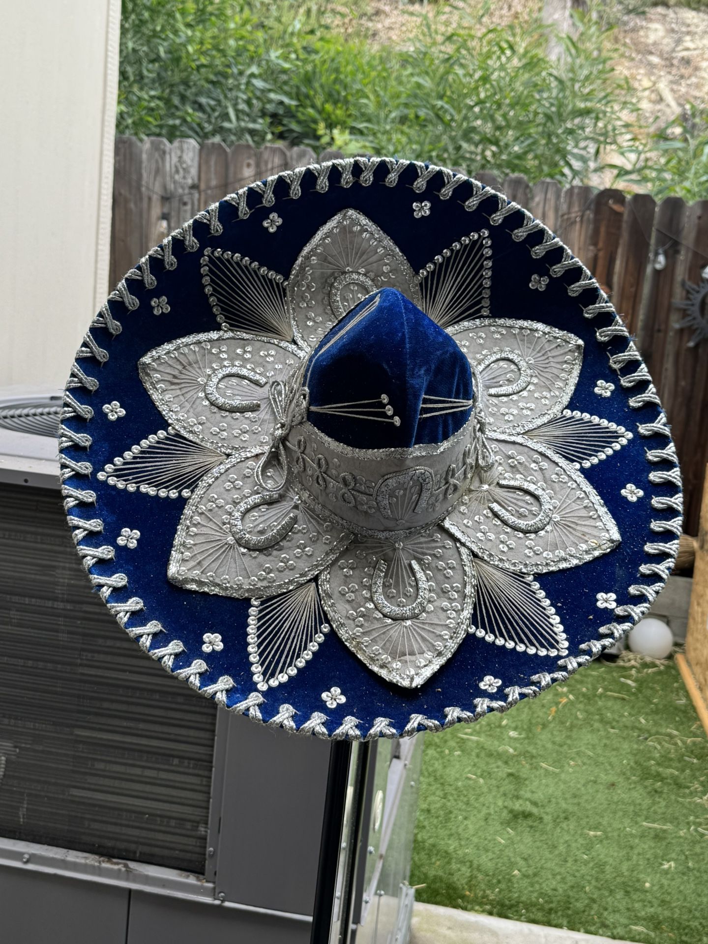 Authentic Belri Hats Handmade Sombrero Mariachi Hat Blue Velvet Silver Made in Mexico