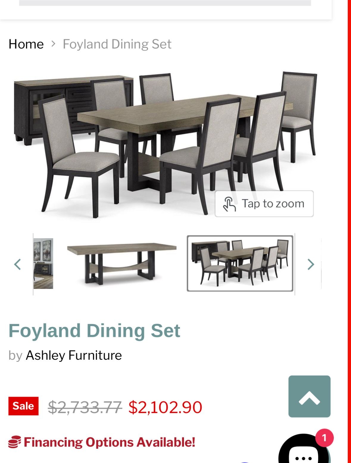 Dining Wood Table Set 90in with 6 Chairs