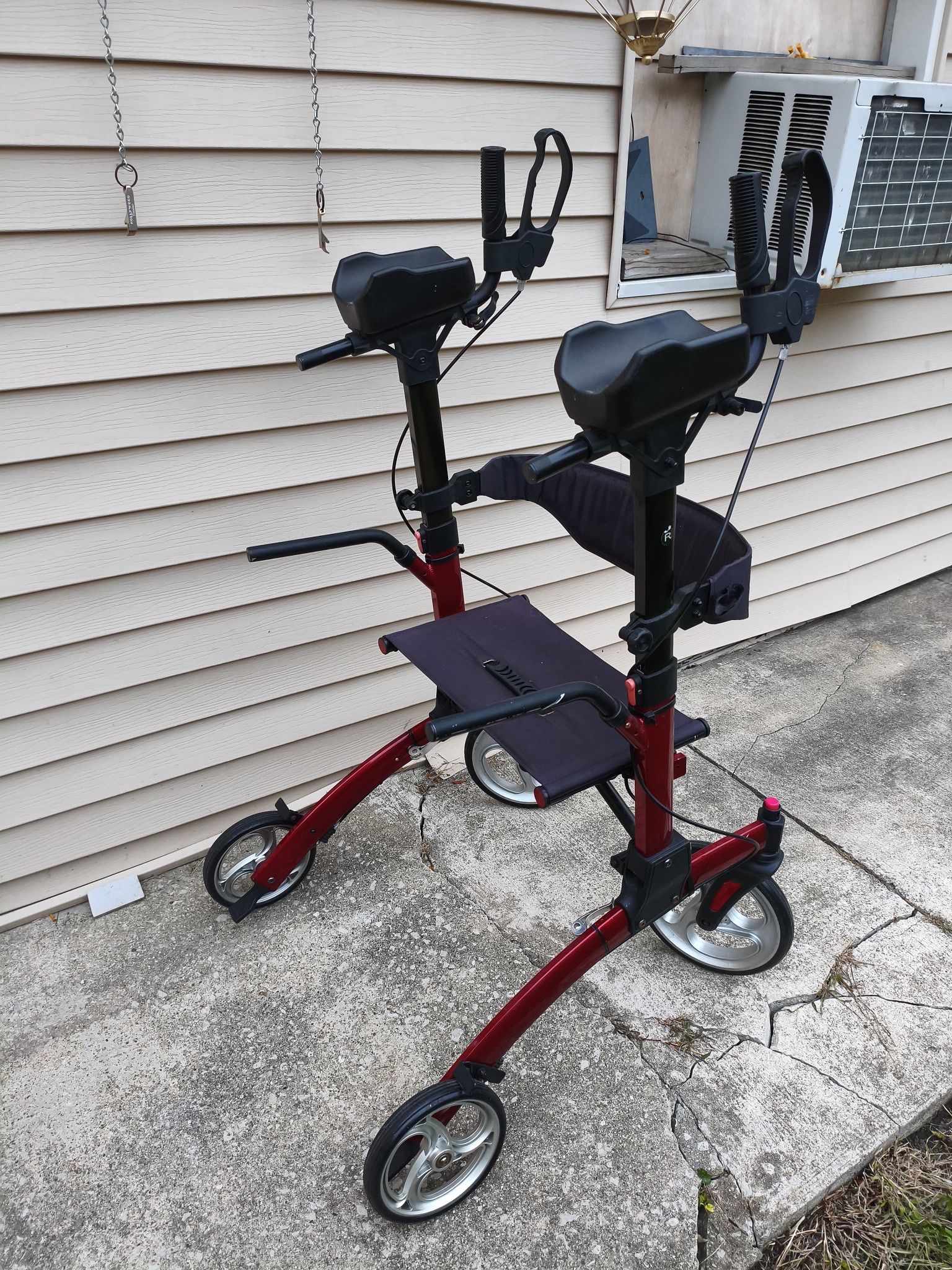 Red & Black Upright Walker with Seat Adult