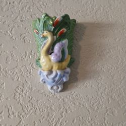 Swan Pocket Wall Vase Granny Cottage Core Made In Japan