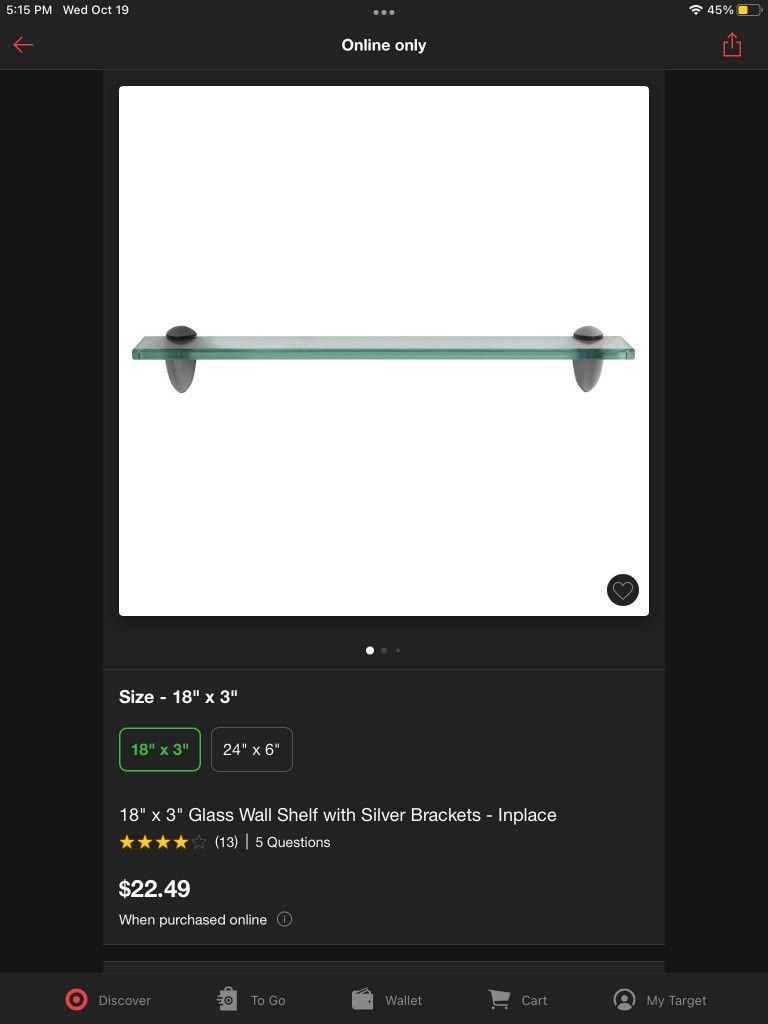 18" Glass Shelving System