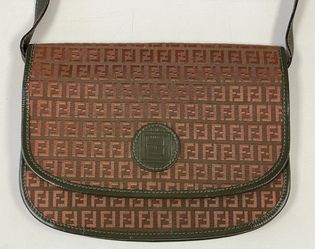 Vintage Fendi S.A.S. Roma Zucca FF Monogram Jacquard Leather Crossbody Bag