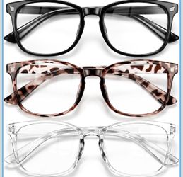 3-Pack Square Frame Blue Light Glasses