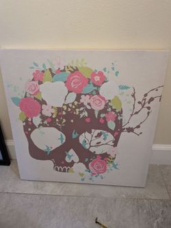 Floral Skull Canvas Wall Art