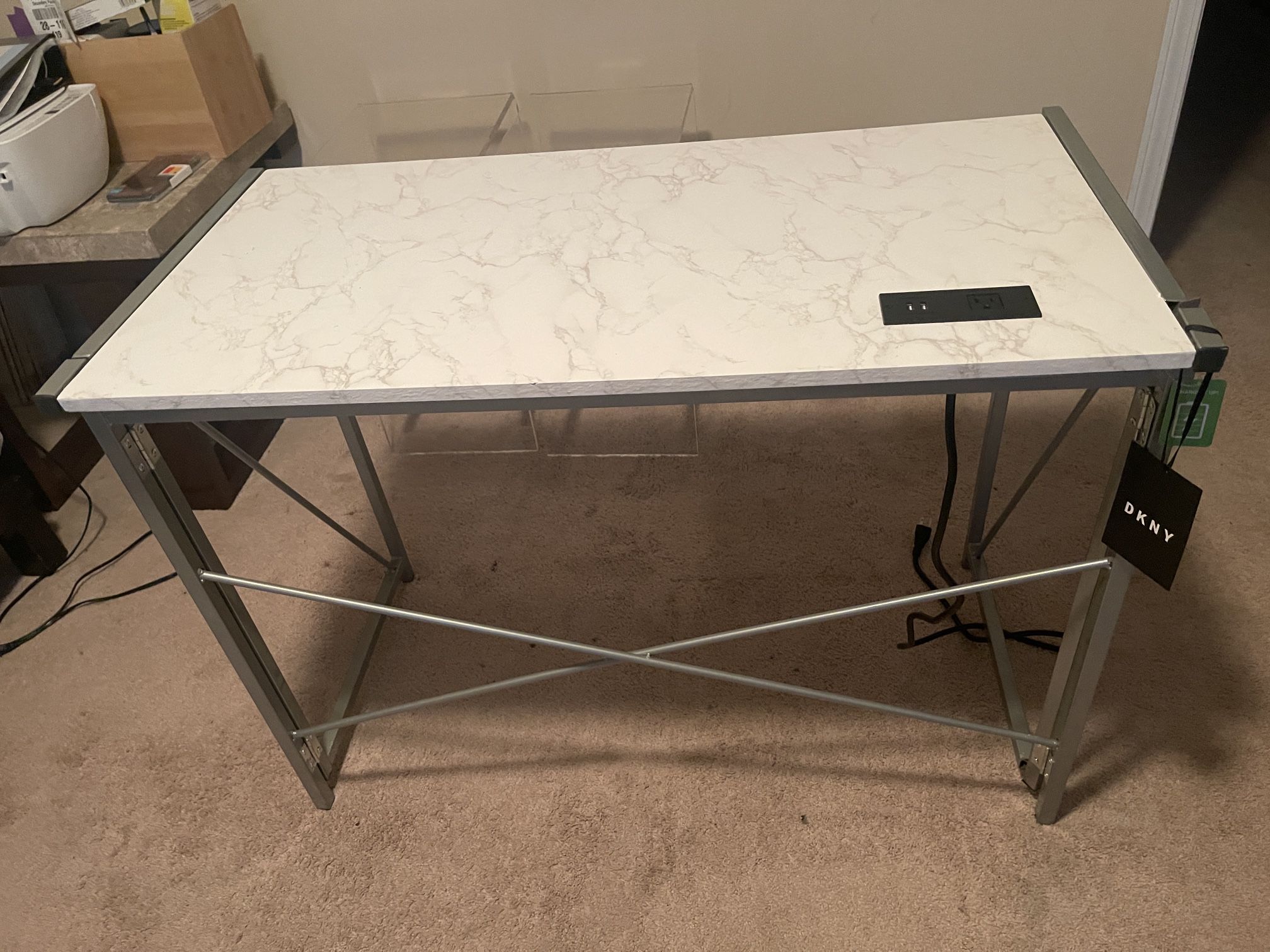 FOLDABLE OFFICE DESK WITH POWER CORD