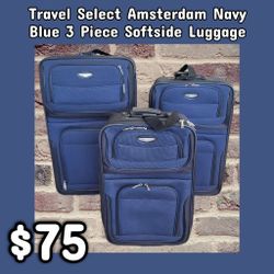 NEW Travel Select Amsterdam Navy Blue 3 Piece Softside Luggage: Njft