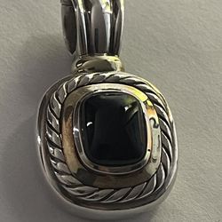 David Yurman Gold Silver Onyx Pendant 