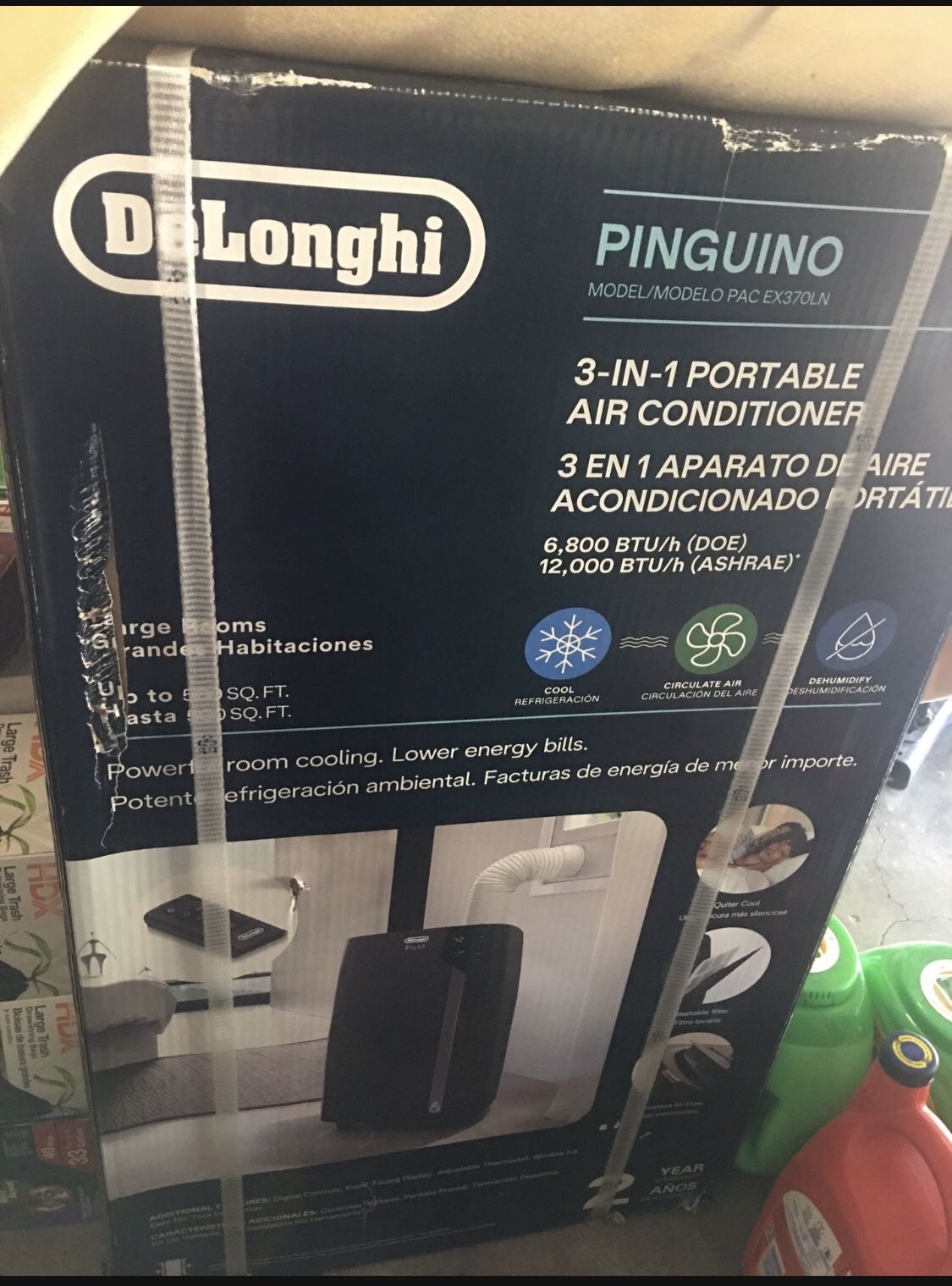 De'Longhi PACEX370LN-6AL DG PAC Portable Air Conditioner, 12000 BTU, Dark Gray