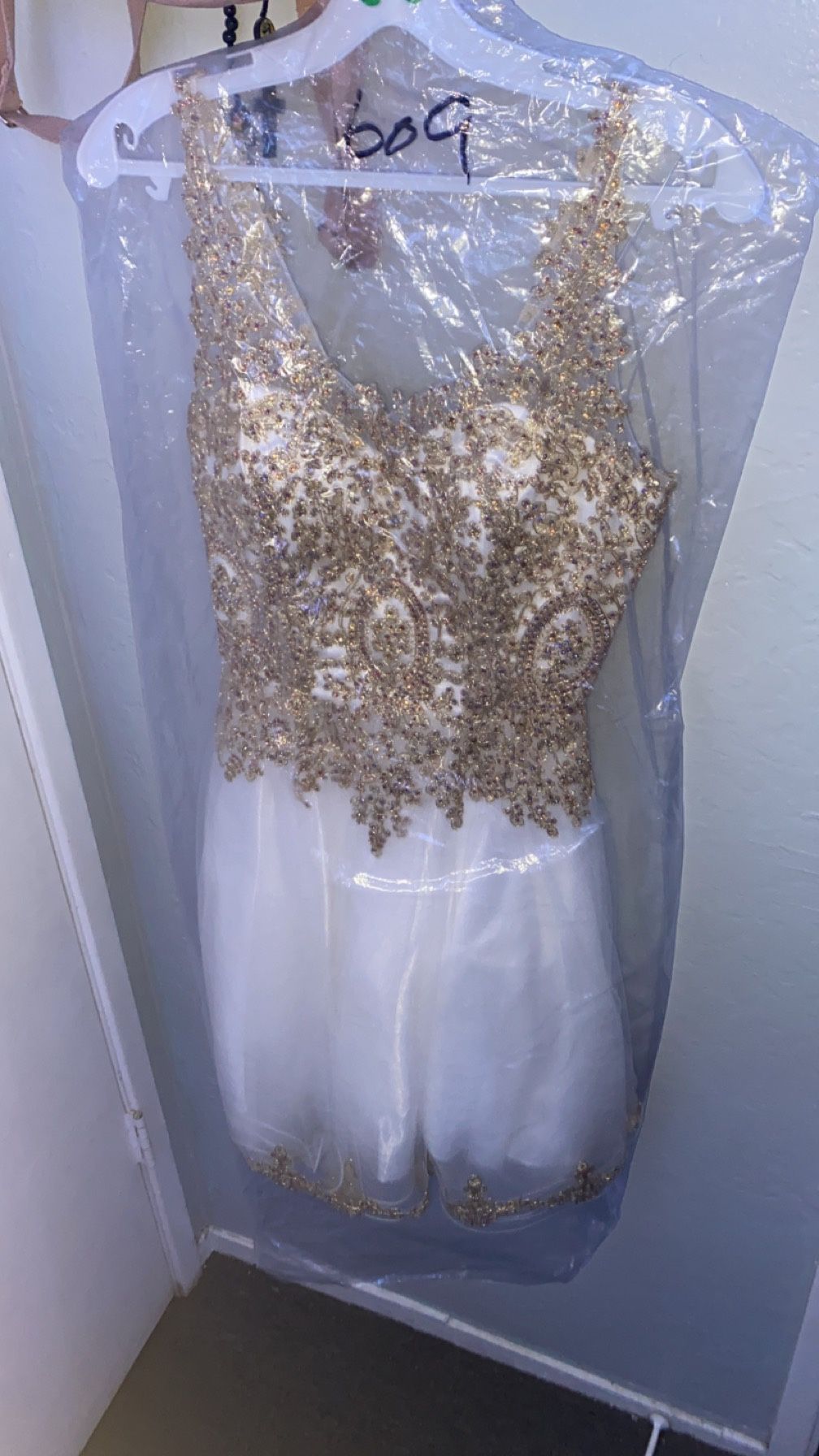 white and gold dress