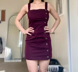 Burgundy Strappy Jean Dress (Size S) - LOCAL MEETUP ONLY