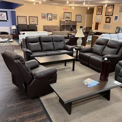 Sofa,Loveseat,Chair Manuel Recliner Leather 3Pcs 📣📣📣Everything is 50% OFF for this week only