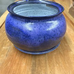 Blue Ceramic Pot with saucer
