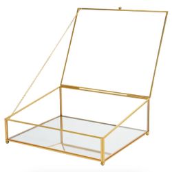 REDHUGO Large Glass Boxes For Display Handmade Mirrored Bottom, Glass Keepsake Box, Glass Trinket Box Glass Jewelry Box With Lid, Book Photo Box Glass