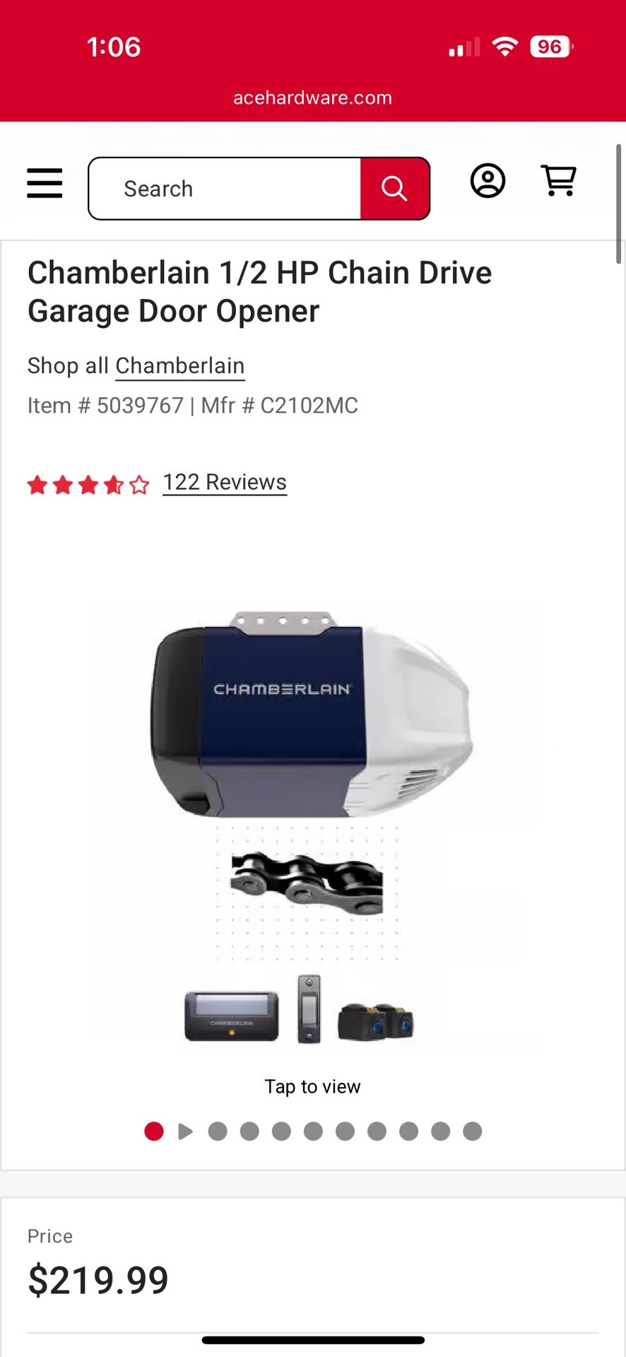 Chamberlain 1/2 HP Garage Door Opener HD