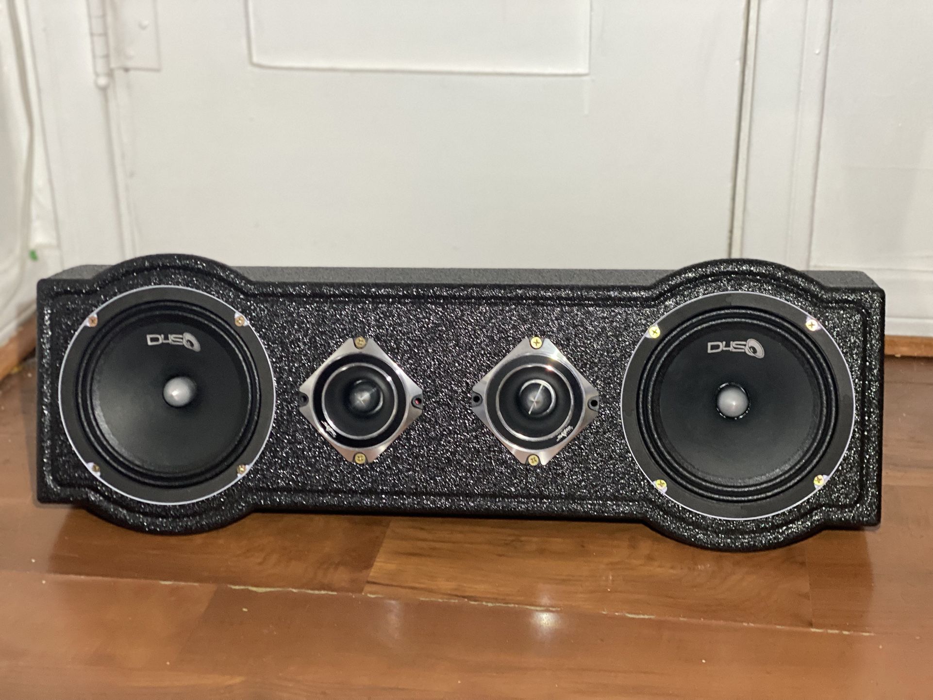 Speaker Panel Pod Enclosure Box with 2 mid speakers 6.5” and 2 3.5” Titanium Bullet Super Tweeters