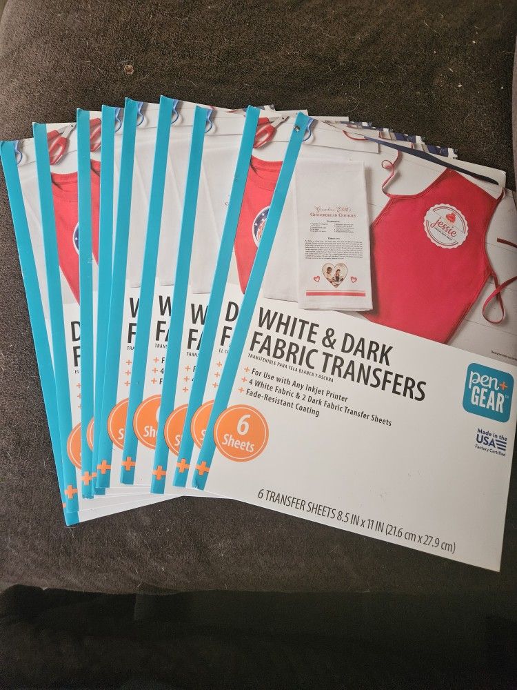 Pen+Gear White & Dark Fabric Transfer Paper, Inkjet Printable, 8.5" x 11", 60 Sheets