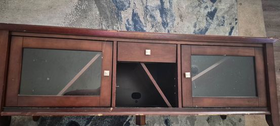Wood TV Stand with Glass Doors $40 OBO!!