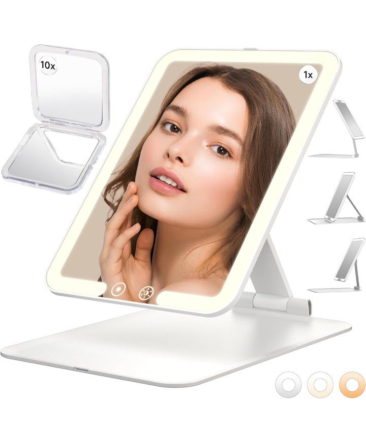 1X Travel Makeup Mirror with Mini 10X Magnifying Mirror