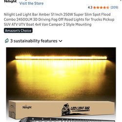 LED Amber Light Bar 51 Inch 250W Off Road Light