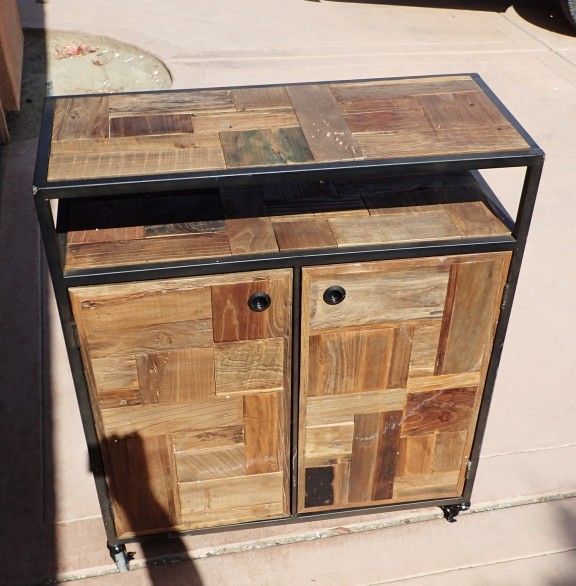 Reclaimed Wood 2 Door Console Table Cabinet