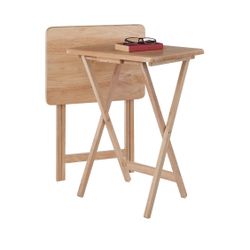 Set Of 2 NEW FOLDING TABLE natural Tv Tray And Stand