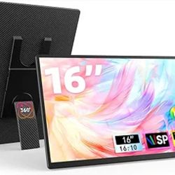 16" Portable Monitor for Laptop - 1200P FHD, Horizontal Vertical with Detachable Kickstand,