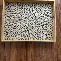 Large Mother of Pearl and Bamboo Tray 