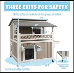 Two-Story Outdoor Wooden Cat House