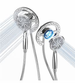 Shower Head Handheld Spray Combo 10 Mode Spray Settings Magnetic 2-In-1 High Pressure Dual Showerhead Auto-Switch Round Combination, Chrome