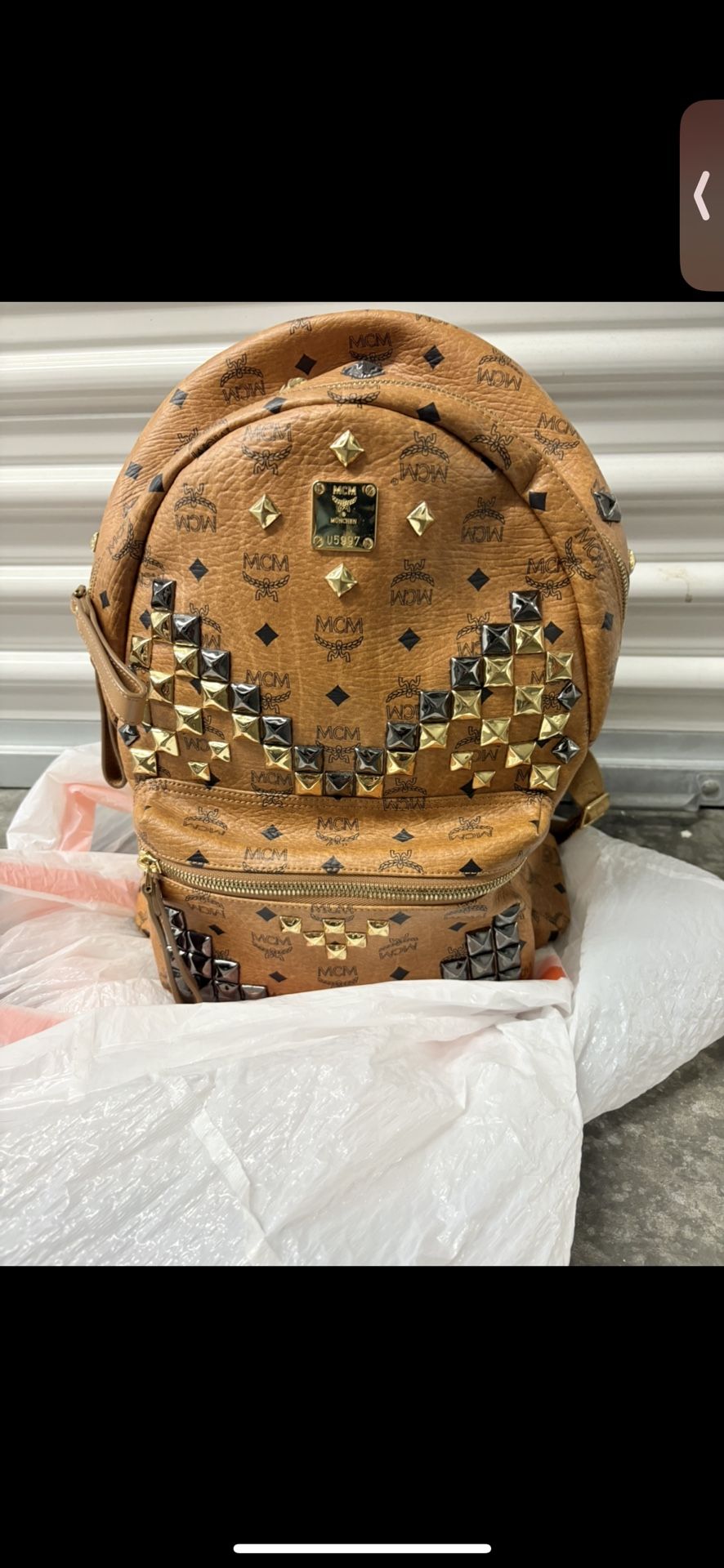 Luxury Style — MCM Stark Cognac Brown Leather Studded Backpack (New)!