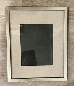 West Elm silver leaf frame with  linen mat 