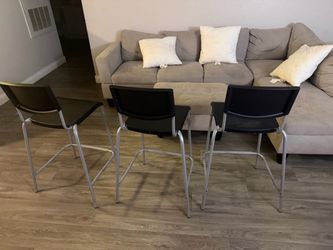 Set of 3 Black Bar Stools