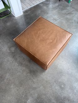 West Elm Leather Pouf