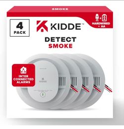 Kidde Hardwired Smoke Detector, AA Battery Backup, Interconnectable , 4 Pack