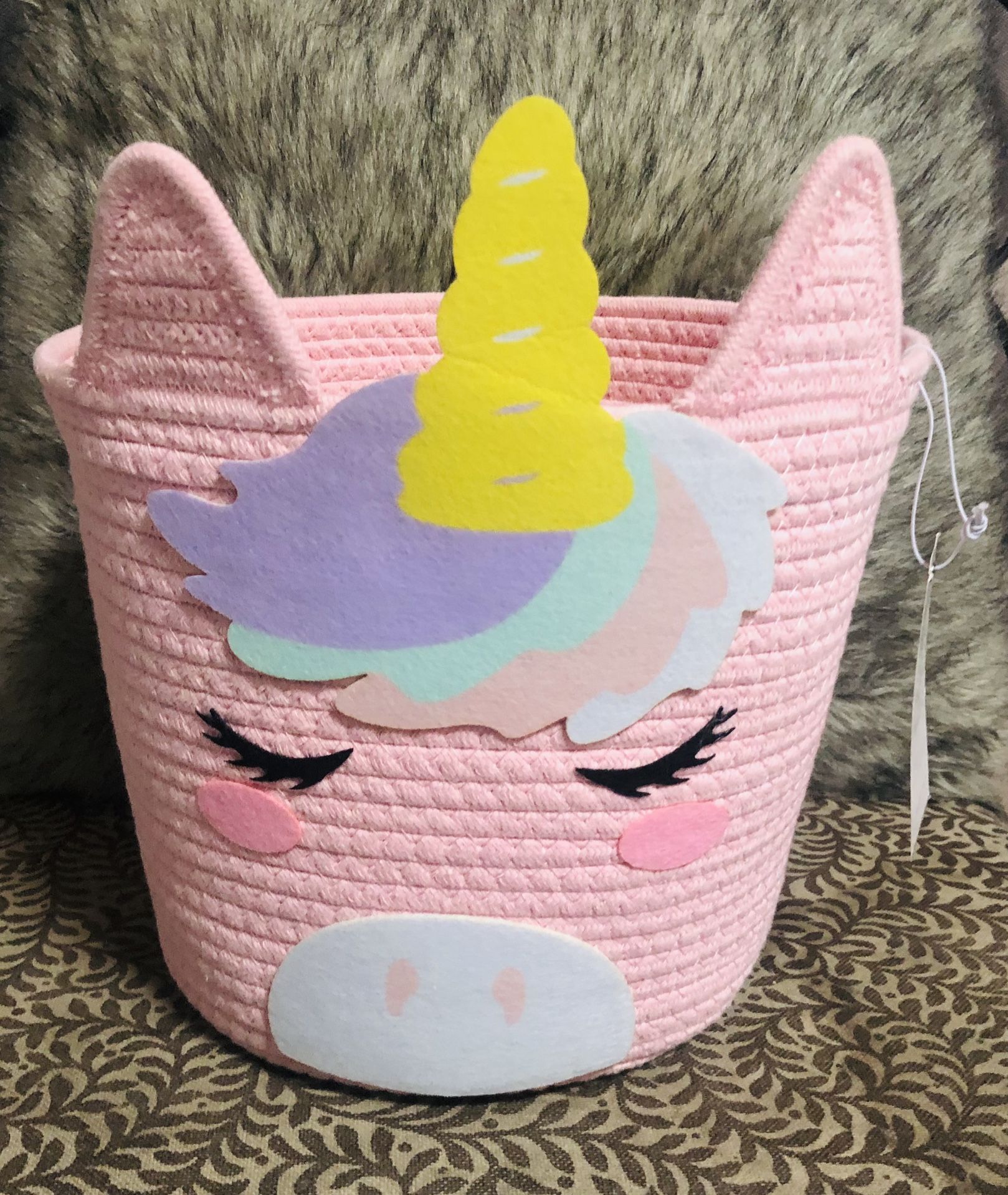 Pink Unicorn Rope Basket