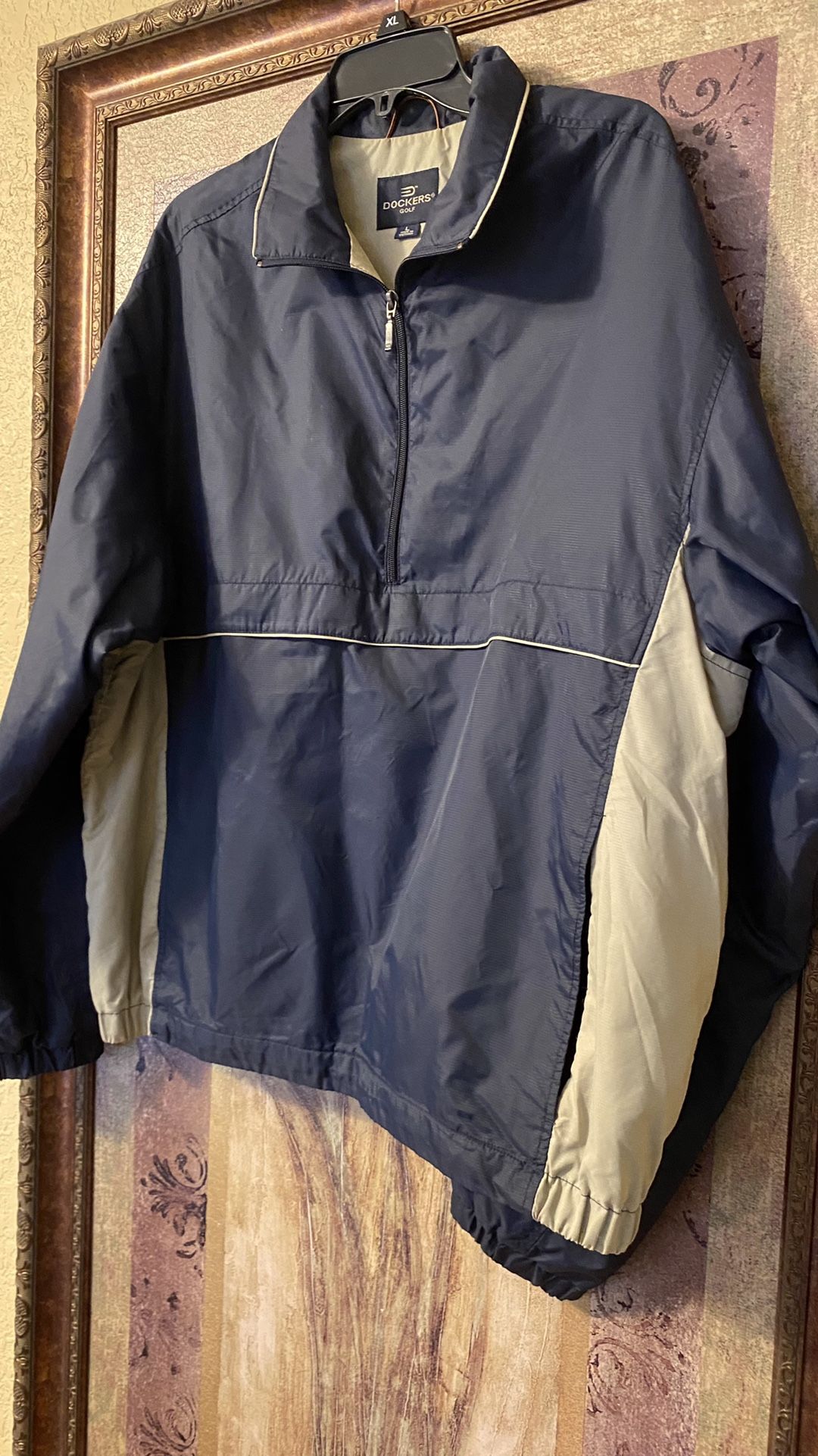 Men's DOCKERS GOLF XL Half-Zip Blue Jacket 