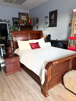 Cherry Wood Sleigh Bed Frame King Size