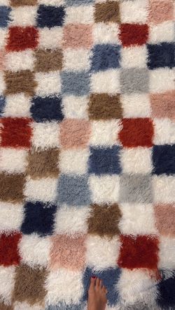 5x7 colorful checkered rug