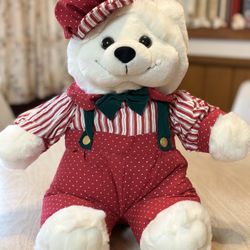 Vintage Dan Dee Plush Bear in Red Outfit