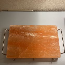 Pink Himalayan Salt Block Plate & Holder 12 in x 8 in.