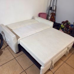 Beige velvet sofa bed