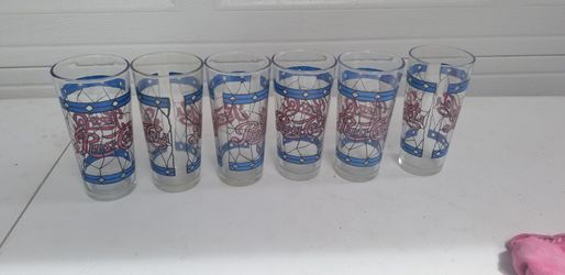 Rare 1970's Pepsi Cola Vintage Tiffany Style Raised Stain Glass Lot Of (6)