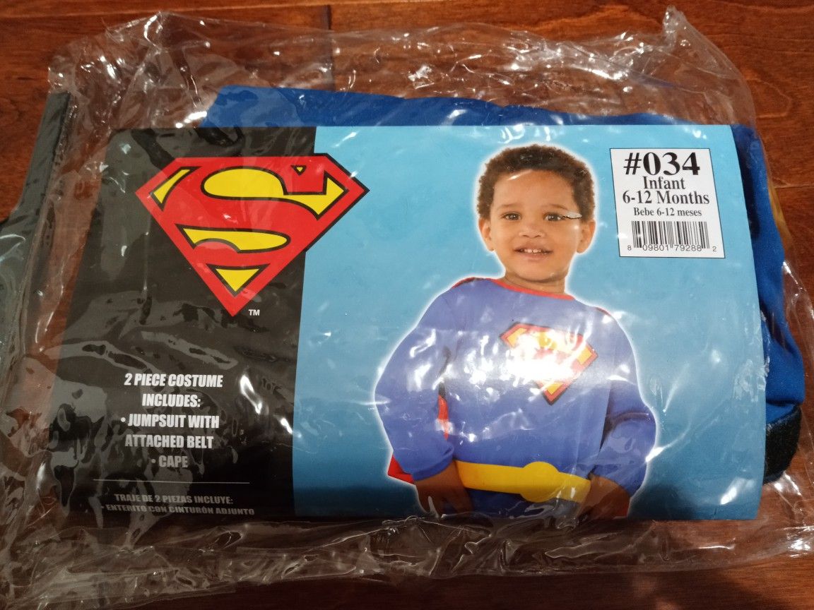 Superman 2 piece Costume For Infant 6-12 Months