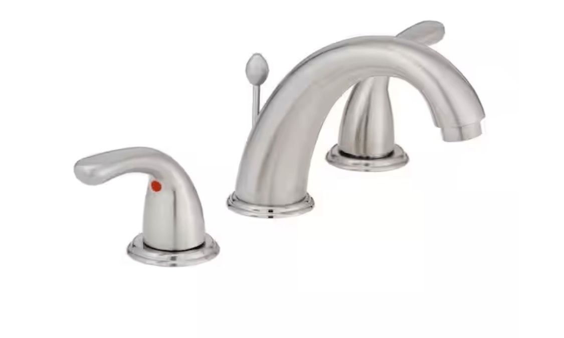 Open Box Glacier Bay Builders 8" Widespread Double-Handle High-Arc Bathroom Faucet Nickel