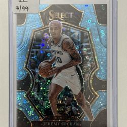 2022-23 Panini Select Premier Level Light Blue Fast Break Disco Prizm #192 Jeremy Sochan RC #/99